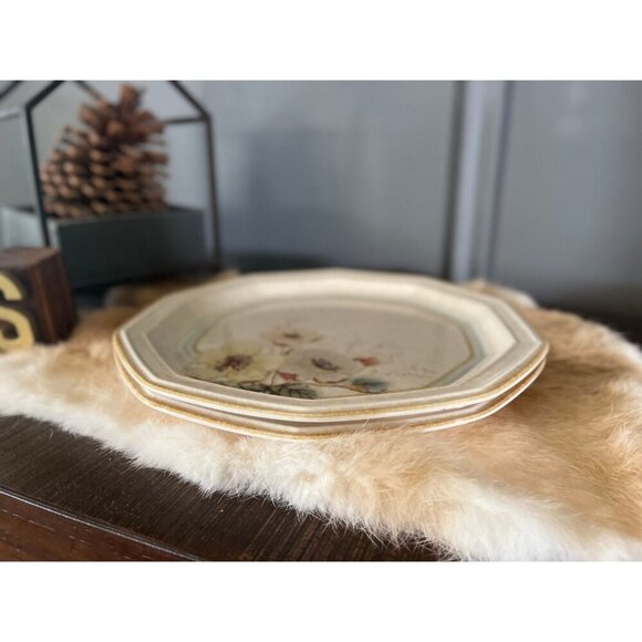 Two Firenze 902 Mikasa Dinner Plate Avante Ivory pink yellow flowers retro 80s - Picture 6 of 9